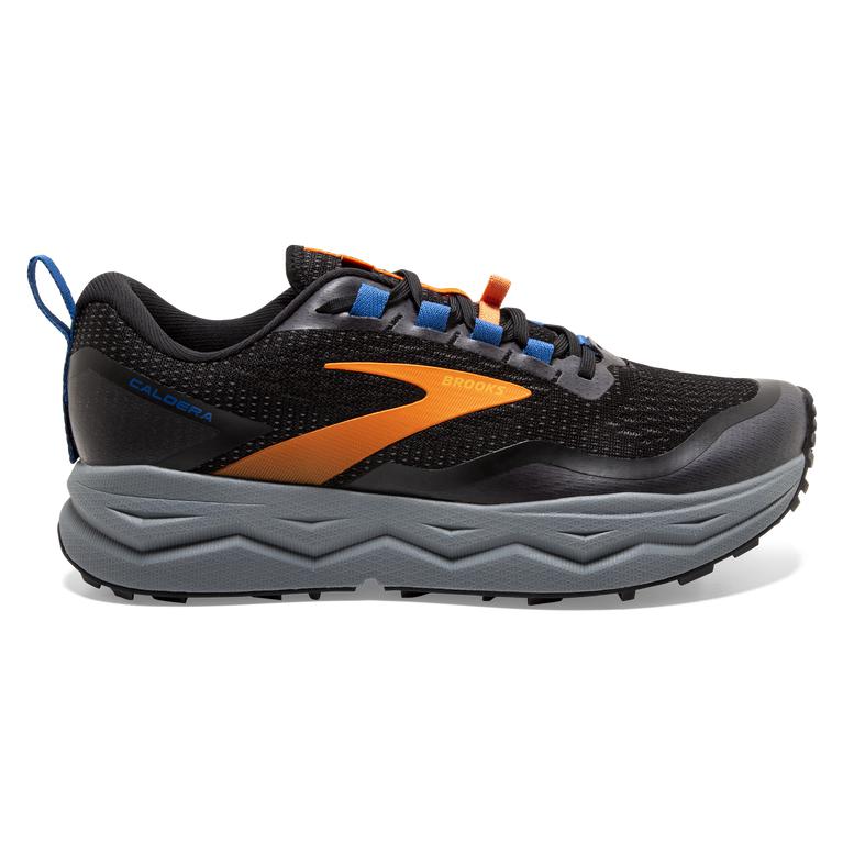 Brooks Caldera 5 Distance Trail Running Shoes - Men's - Black/Orange/Blue (03148-TJON)